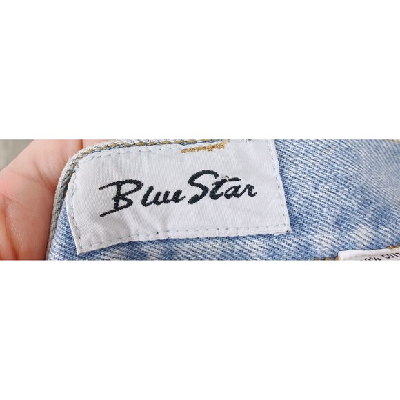 1990s Vintage Deadstock Light Wash Denim Mini Skirt / 90s Floral Jean Medium - Picture 8 of 9